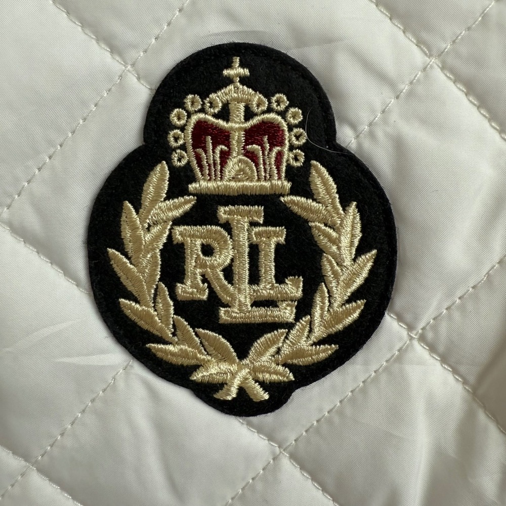 Lauren Ralph Lauren Quilted Vest Womens‎ White Snap Front RL Crest Logo Sz L - Picture 3 of 9